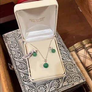 Elegant Sterling Silver and Jade Jewelry Set
